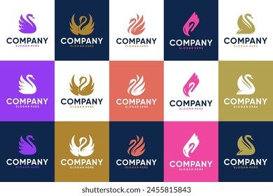 luxury swan logo collection, fashion and makeup emblem, logo design illustration.
