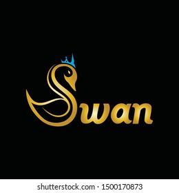 Luxury swan Logo design creative concept template icon