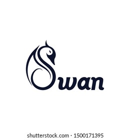 Luxury swan Logo design creative concept template icon
