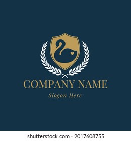 Luxury swan logo design template