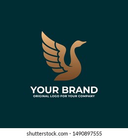 Luxury swan logo. Golden Goose logo design inspiration can be used as symbols, brand identity, company logo, icons, or others. Color and text can be changed.