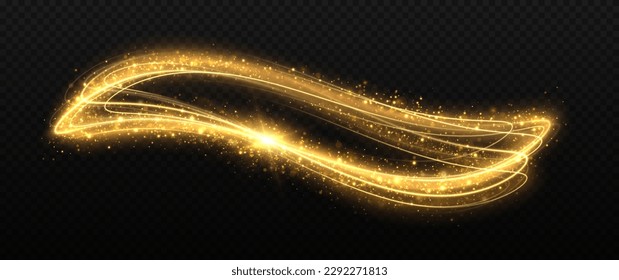 Luxury swirl rings. Magic luminous rings on transparent background. Sparkle wave light effect.
