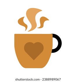 Luxury symbol of ceramic hot cocoa coffee mug. Christmas symbol in boho style. Festive New Year vector icon isolated on white background for decoration of holiday design