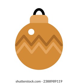 Luxury symbol of glass ball toy. Christmas symbol in boho style. Festive New Year vector icon isolated on white background for decoration of holiday design