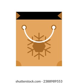 Luxury symbol of surprise paper gift bag. Christmas symbol in boho style. Festive New Year vector icon isolated on white background for decoration of holiday design