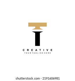 luxury T logo with black and gold combination pieces. premium letter T design. suitable for business logo, company, product marketing, technology, etc