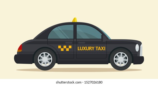 Luxury taxi cab. Premium, luxurious taxi service. Business vector illustration, flat design cartoon style. Isolated background.