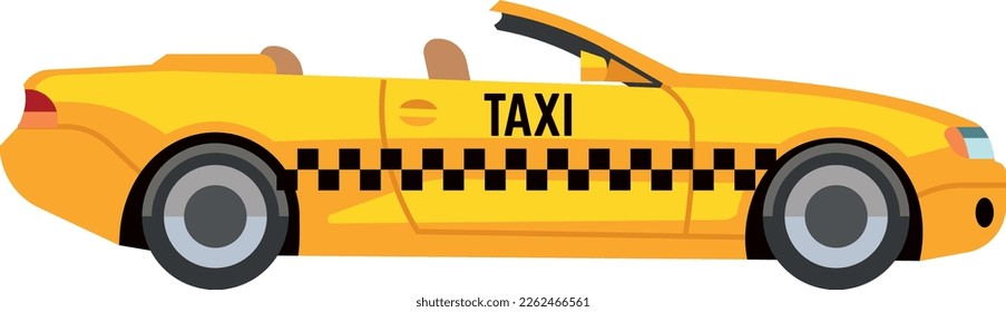 Luxury taxi service. Yellow sport car side view