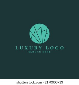 Luxury Teal Colored Circle Vector Logo. Logo For Hotel, Fashion, Luxury Stuff, Jewelry, Company, Brand, And Apps.