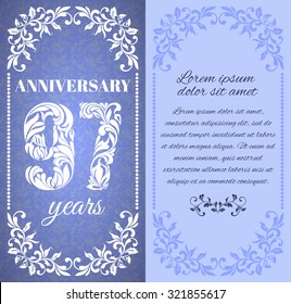 Luxury template with floral frame and a decorative pattern for the 97 years anniversary. There is a place for text