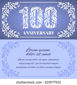 Luxury template with floral frame and a decorative pattern for 100the anniversary. There is a place for text