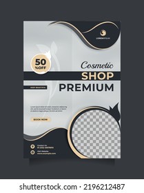 Luxury Template flyer and brochure with a4 size. Beautiful and modern vector poster and banner design to promote cosmetics sale, beauty sale, Healthy Skin Clinic, medical spa, something natural, etc