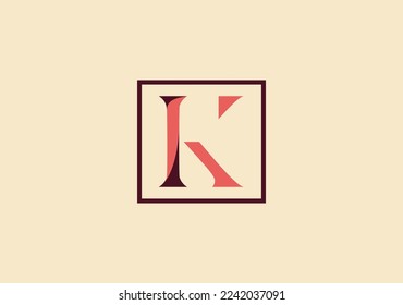 Luxury template letter K with square shape for legal company