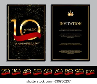 Luxury Template  Logo Set of Anniversary Celebration Invitation Vector Illustration EPS10