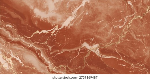 Luxury Terracotta Marble Texture EPS Vector Background with Golden Veins, Elegant Brown Orange Natural Stone Surface Pattern for Interior Wall Decor, Ceramic Tile, Branding, Packaging and Digital Design