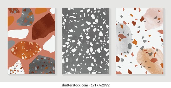 Luxury Terrazzo Background Vector. Marble texture pattern for social media banners, Post and stories background, Home decoration, packaging design and prints. 