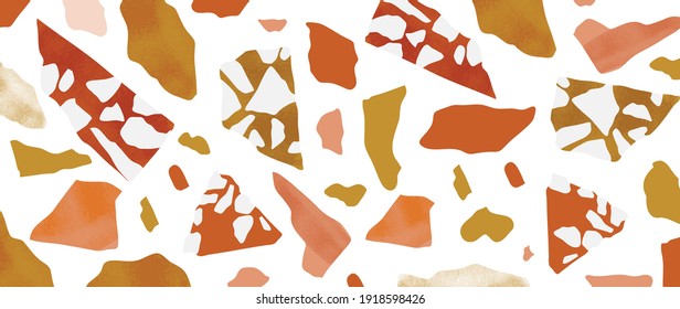 Luxus Terrazzo Hintergrund Vektorgrafik. Marmor Textur Muster für Social-Media-Banner, Post-und Geschichten-Hintergrund, Home-Dekoration, Verpackungsdesign und Drucke. 