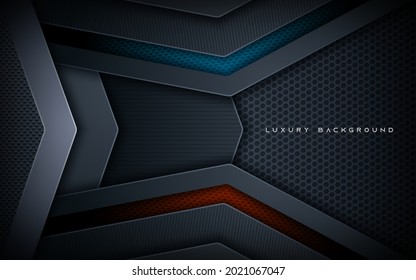 Luxury texture dimension layers dark background blue and red color decoration