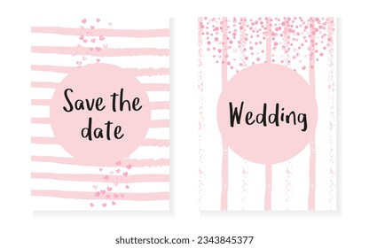 Luxury Texture. Marriage Particles. Golden Dream Element. Save Date Brochure Set. Stripe Grunge Frame. Pink Scatter Offer. Rose Stylish Illustration. Pink Luxury Texture