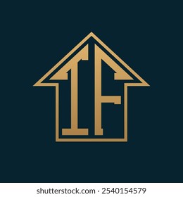 Luxo TF House Logo - Elegante Gold Letter TF no fundo escuro para Premium Real Estate
