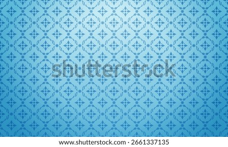Luxury Thai Floral pattern on blue background vector illustration. Lai Thai blue tone