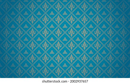 Luxury Thai pattern blue background vector illustration. lai Thai element pattern. Gold and Blue theme	