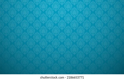 Lujoso patrón tailandés crema azul tema de fondo ilustración vectorial. Patrón de elementos Lai Thai.	