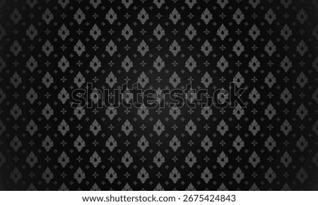 Luxury Thai pattern gray flame on black background vector illustration. Lai Thai element pattern. Memorial service events