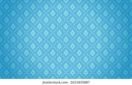 Luxury thai pattern light blue background vector illustration. Lai Thai bright blue tone