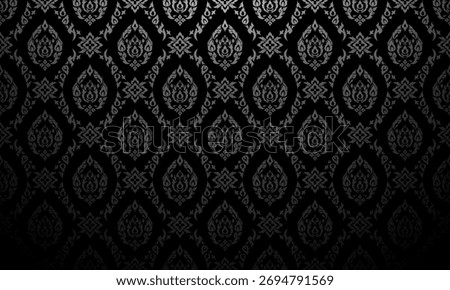 Luxury Thai pattern on black background vector illustration. Lai Thai blaze pattern. Memorial service events