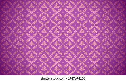Luxury Thai pattern purple background vector illustration. lai Thai element pattern. Gold and purple theme