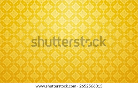 Luxury Thai pattern royal yellow background vector illustration. Lai Thai pattern wallpaper 