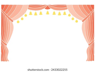 Luxury theatrical curtain with a copy space in the middle. Freehand drawing. Doodle. Hand Drawn. Outline.