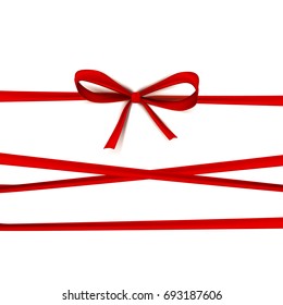 luxury thin gift bow with three red knot for gift