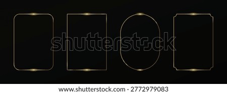 Luxury Thin Golden Rectangular Frame Border Vector Set