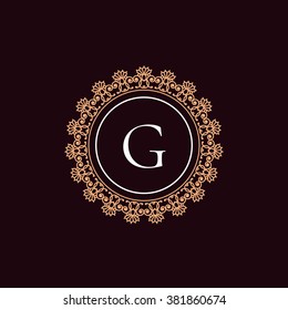 Luxury thin line logo concept. Floral calligraphic elegant ornament linear emblem. Premium quality fashion outline sign vector illustration.