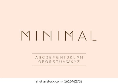 Luxury thin minimal typeface design vector template. Elegant line alphabets