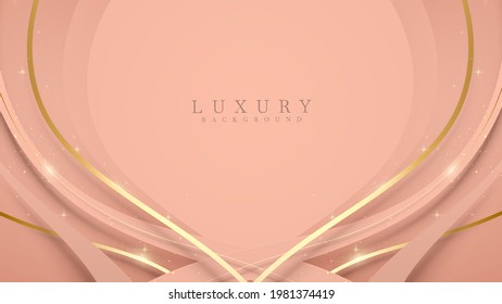Luxury tones skin shade With golden sparkle line curve. Soft and sweet mood background design. Creative concept vector illustration template For promoting brands and products.
