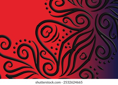 luxury traditional Indonesian Dayak batik design with aesthetic gradient background