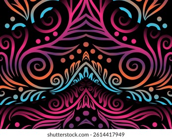 luxury traditional Indonesian Dayak batik design with aesthetic gradient background
