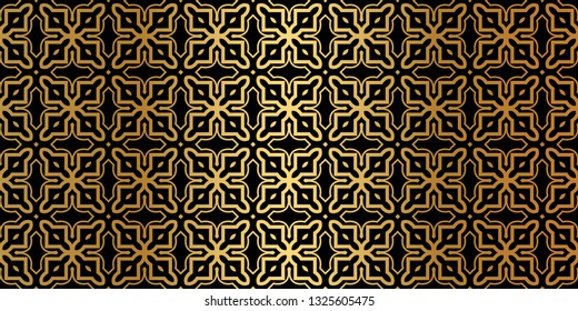 Luxury Traditional Ornamental Design. Modern Seamless Geometry Pattern. Vector Illustration. For Interior Design, Printing, Web And Textile Design. Black gold color.
