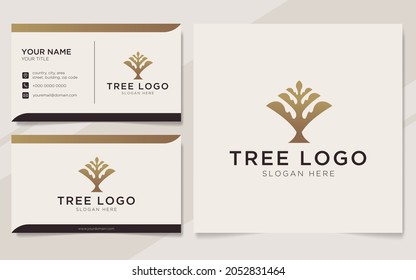 Luxury tree logo and business card template