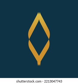 Luxury triangle leaf vector. Golden business elegant leaf, natural logo. Creative Idea logos designs. Symvol and Icon vector template. Direction south and north