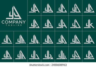 Luxury triangle letter Y YY logo design set