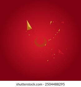 Fondo de Vector rosa minimalista de triángulo de lujo. Patrón moderno. Certificado de Fragmentos Mínimos Rojos y Dorados. Tarjeta de moda.
