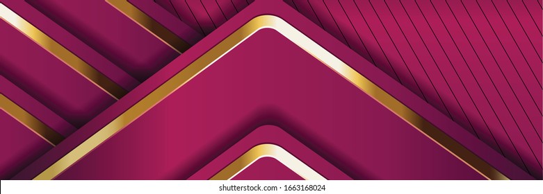 Luxury triangular gold overlap vector on a red background. Modern banner design with pattern. Can be used in cover design, template decoration
