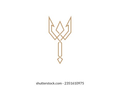 luxury trident line art logo design