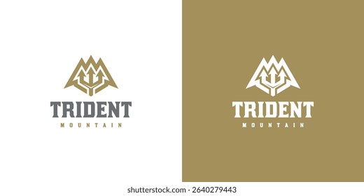 luxury trident mountain logo vector