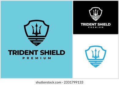 Diseño de vectores con logotipo de logotipo de icono de Poseidon con Escudo King