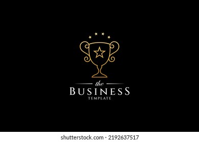 logotipo de trofeo de lujo en estilo de diseño lineal